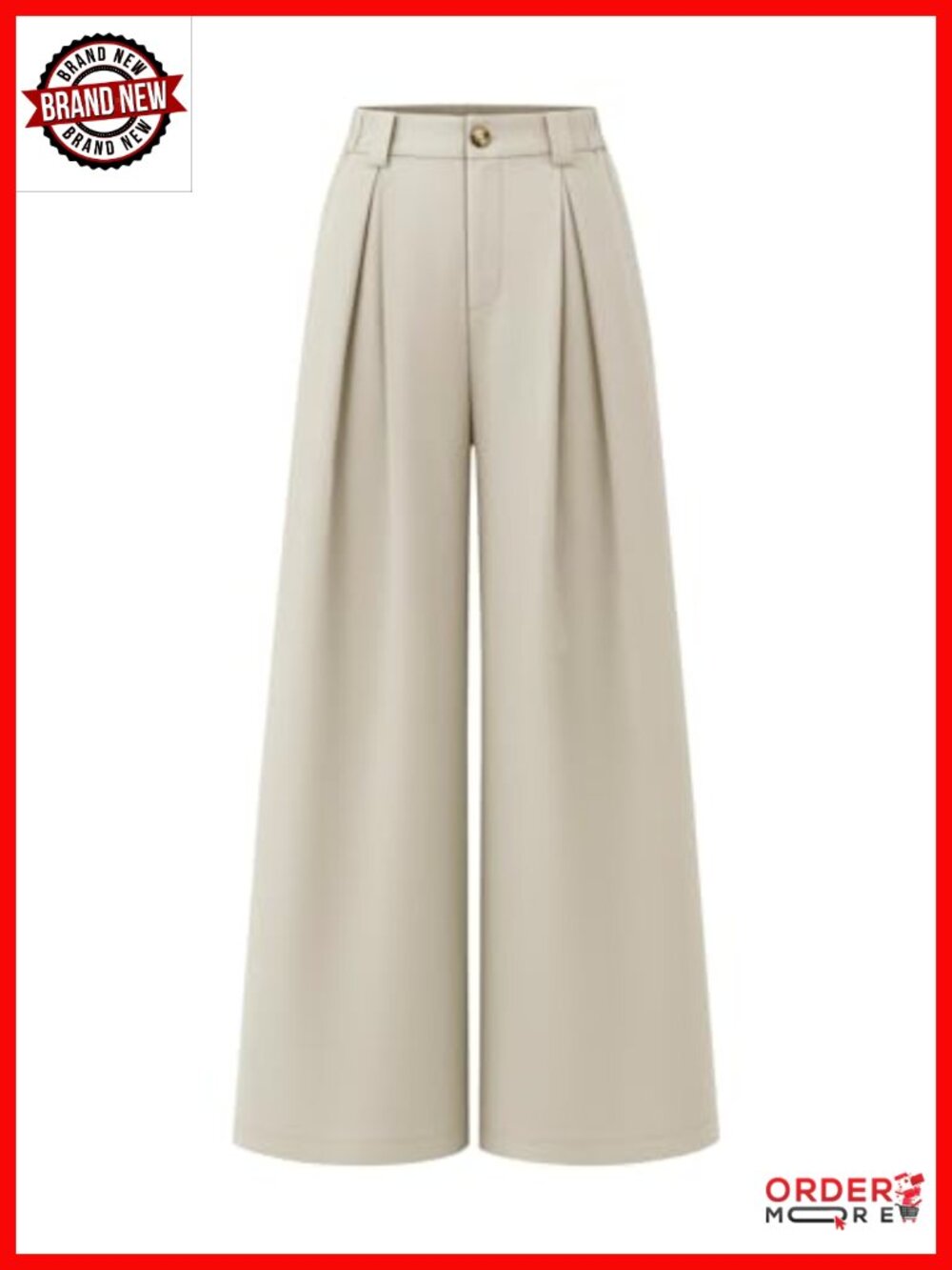 Women's Wide Leg High Waist Pleated Dress Pants with Pockets Work Trousers